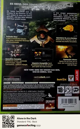 Alone in the Dark Xbox 360, PAL box back