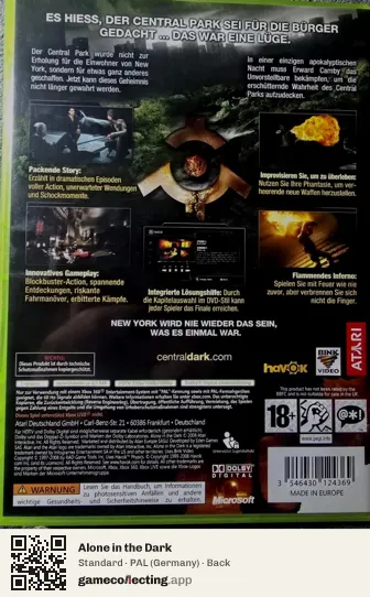Alone in the Dark Xbox 360, Germany box back