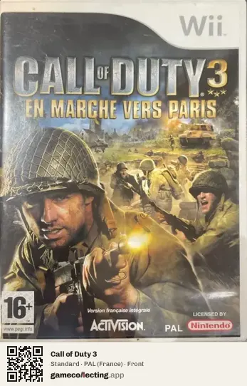 Call of Duty 3 Nintendo Wii, France box front