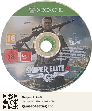 Sniper Elite 4 Xbox One, PAL disc