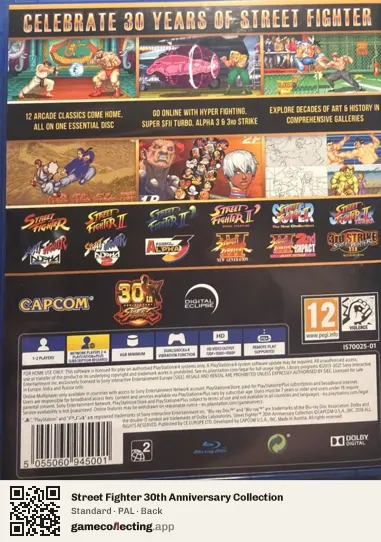 Street Fighter 30th Anniversary Collection PlayStation 4, PAL box back