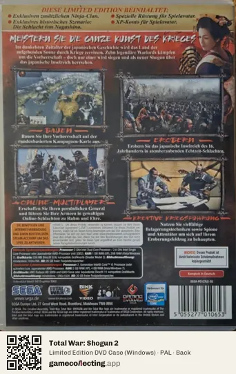 Total War: Shogun 2 Computer, PAL box back