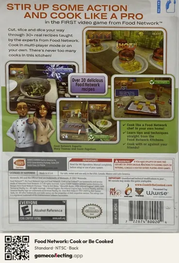 Food Network: Cook or Be Cooked Nintendo Wii, NTSC box back