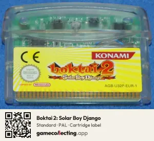 Boktai 2: Solar Boy Django Game Boy Advance, PAL cartridge label