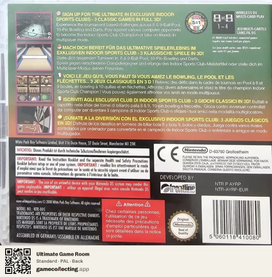 Ultimate Game Room Nintendo DS, PAL box back