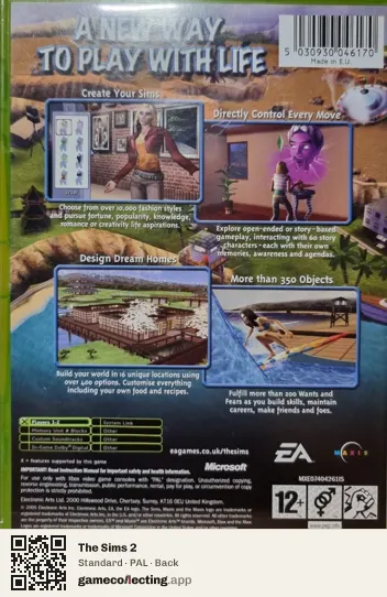 The Sims 2 Xbox, PAL box back