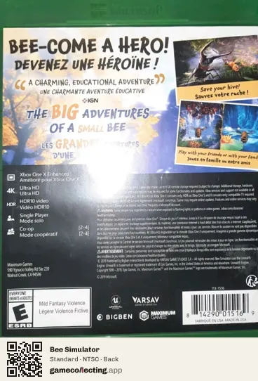 Bee Simulator Xbox One, NTSC box back