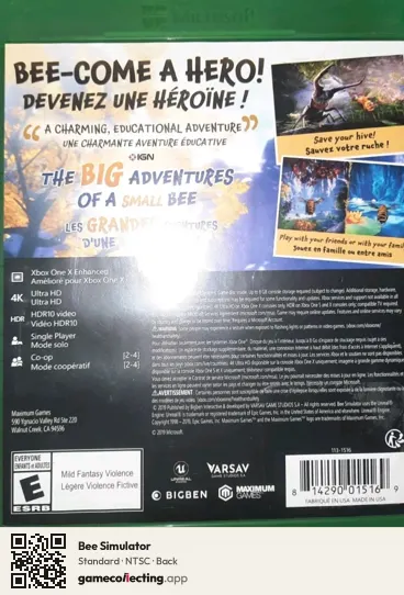 Bee Simulator Xbox One, NTSC box back
