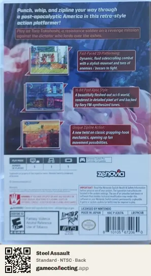 Steel Assault Nintendo Switch, NTSC box back