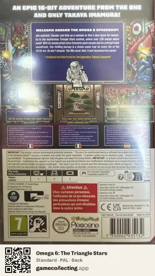 Omega 6: The Triangle Stars Nintendo Switch, PAL box back