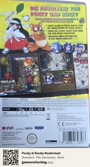 Pocky & Rocky Reshrined Nintendo Switch, Germany box back