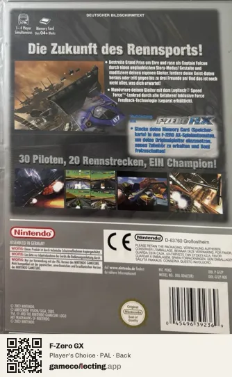 F-Zero GX Nintendo GameCube, PAL box back