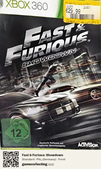 Fast & Furious: Showdown Xbox 360, Germany box front