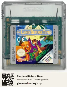 The Land Before Time Game Boy Color, PAL cartridge label