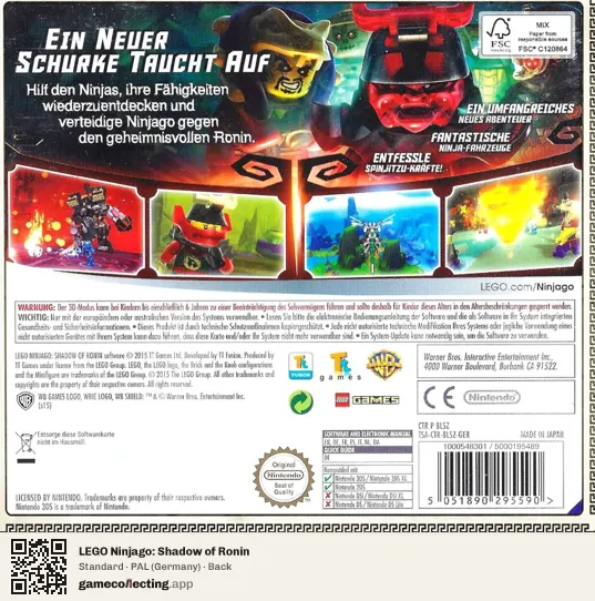 LEGO Ninjago: Shadow of Ronin Nintendo 3DS, Germany box back