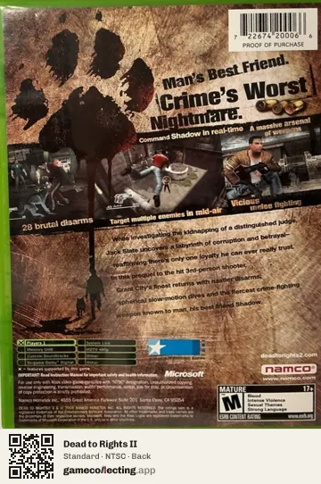 Dead to Rights II Xbox, NTSC box back