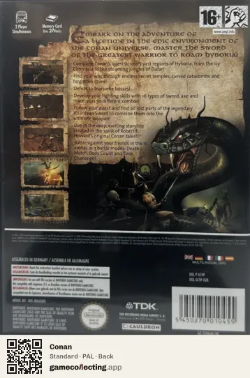 Conan Nintendo GameCube, PAL box back