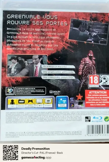 Deadly Premonition PlayStation 3, France box back