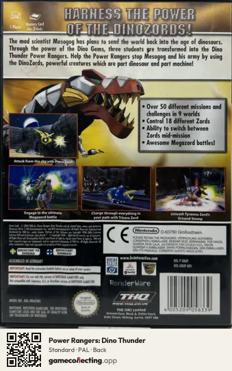 Power Rangers: Dino Thunder Nintendo GameCube, PAL box back