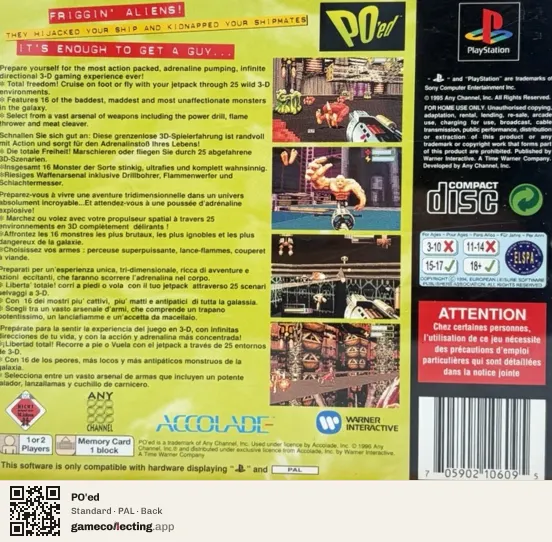 PO'ed PlayStation, PAL box back