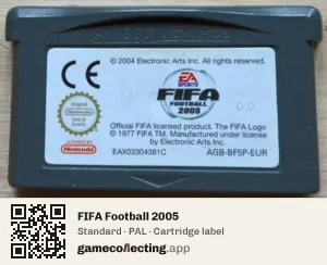 FIFA Football 2005 Game Boy Advance, PAL cartridge label