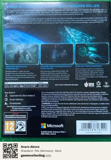 Scars Above Xbox Series X, Germany box back