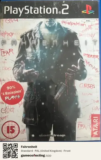 Fahrenheit PlayStation 2, United Kingdom box front