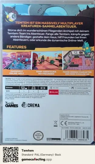 Temtem Nintendo Switch, Germany box back