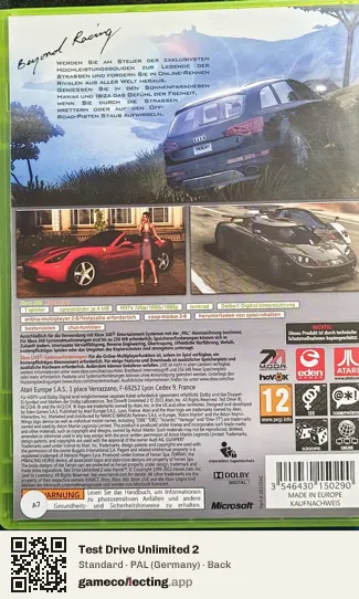 Test Drive Unlimited 2 Xbox 360, Germany box back