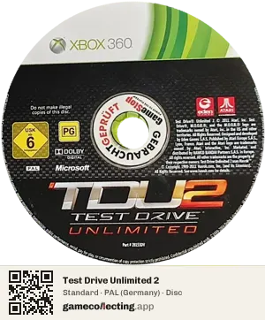 Test Drive Unlimited 2 Xbox 360, PAL disc