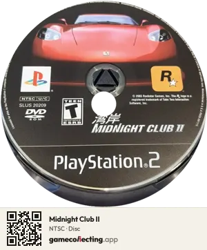 Midnight Club II PlayStation 2, NTSC disc