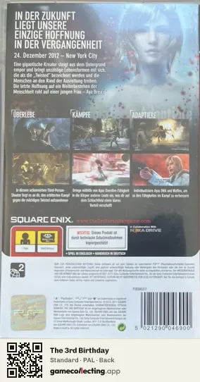 The 3rd Birthday PlayStation Portable, PAL box back