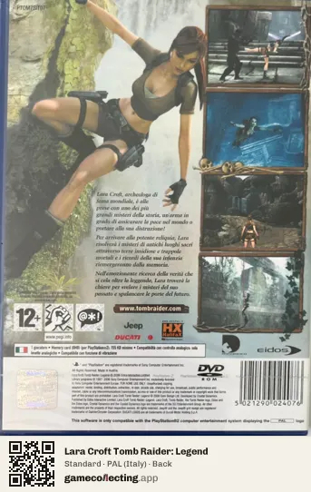 Lara Croft Tomb Raider: Legend PlayStation 2, Italy box back