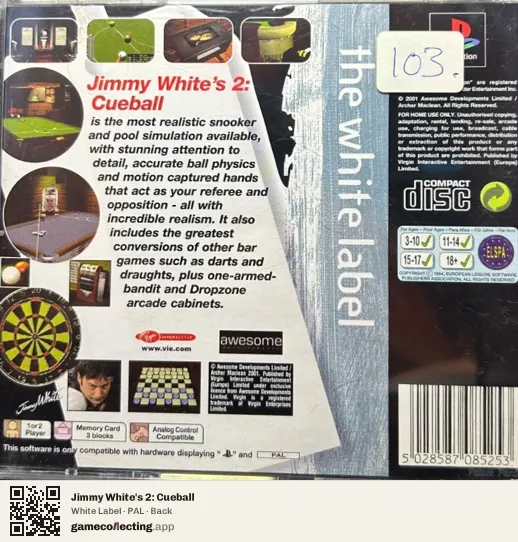 Jimmy White's 2: Cueball PlayStation, PAL box back