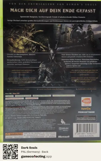 Dark Souls Xbox 360, Germany box back