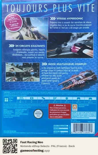 Fast Racing Neo Nintendo Wii U, France box back