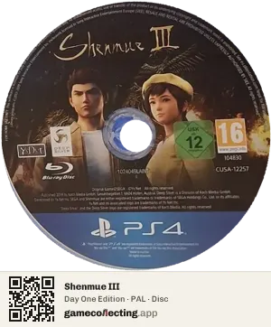Shenmue III PlayStation 4, PAL disc
