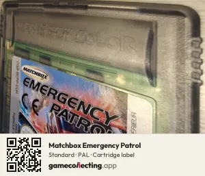 Matchbox Emergency Patrol Game Boy Color, PAL cartridge label