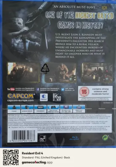 Resident Evil 4 PlayStation 4, United Kingdom box back
