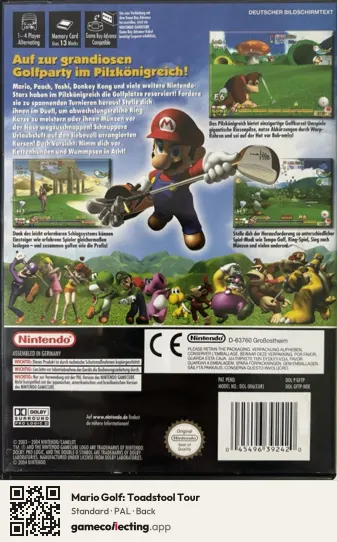 Mario Golf: Toadstool Tour Nintendo GameCube, PAL box back