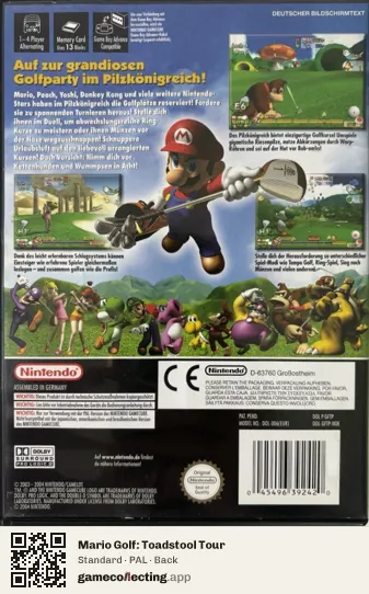 Mario Golf: Toadstool Tour Nintendo GameCube, PAL box back