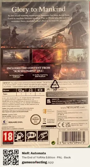 NieR: Automata Nintendo Switch, PAL box back