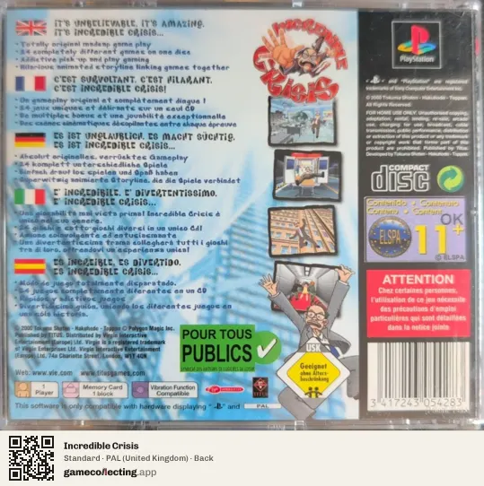 Incredible Crisis PlayStation, United Kingdom box back