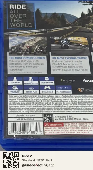Ride 2 PlayStation 4, NTSC box back
