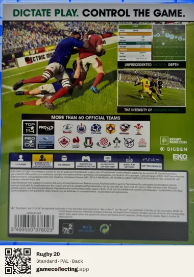 Rugby 20 PlayStation 4, PAL box back