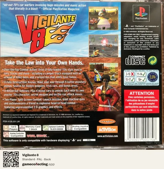 Vigilante 8 PlayStation, PAL box back
