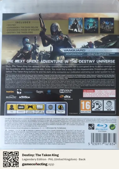 Destiny: The Taken King PlayStation 3, United Kingdom box back