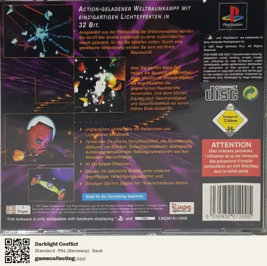 Darklight Conflict PlayStation, Germany box back