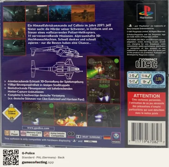 G-Police PlayStation, Germany box back