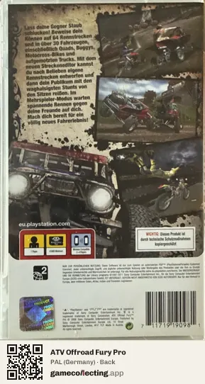 ATV Offroad Fury Pro PlayStation Portable, Germany box back